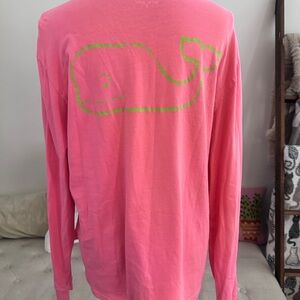 Vineyard Vines Pink Long Sleeve Tee with Green Whale